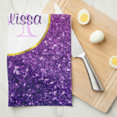 Roze en Paarse mousserende glitter Gemstenen Monog Theedoek (Quarter Fold)