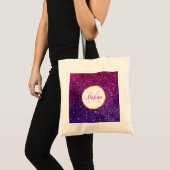 Roze en Paarse mousserende glitter Gemstenen Monog Tote Bag (Voorkant (product))