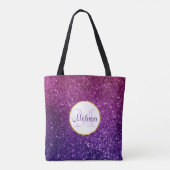 Roze en Paarse mousserende glitter Gemstenen Monog Tote Bag (Achterkant)