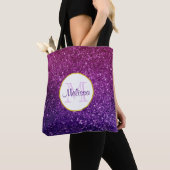 Roze en Paarse mousserende glitter Gemstenen Monog Tote Bag (Dichtbij)