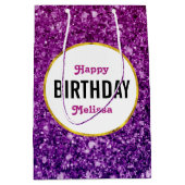 Roze en Paarse mousserende glitter Gemstone Birthd Medium Cadeauzakje (Voorkant)