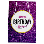 Roze en Paarse mousserende glitter Gemstone Birthd Medium Cadeauzakje (Achterkant)