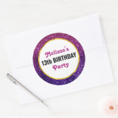 Roze en Paarse mousserende glitter Gemstone Birthd Ronde Sticker (Envelop)
