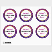 Roze en Paarse mousserende glitter Gemstone Birthd Ronde Sticker (Vel)