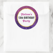Roze en Paarse mousserende glitter Gemstone Birthd Ronde Sticker (Tas)
