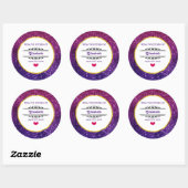 Roze en Paarse mousserende glitter Gemstone Kitche Ronde Sticker (Vel)
