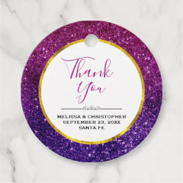 Roze en Paarse mousserende glitter Gemstone Wedden Bedankjes Labels