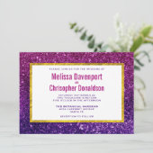 Roze en Paarse mousserende glitter Gemstone Wedden Kaart (Staand voorkant)