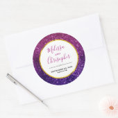 Roze en Paarse mousserende glitter Gemstone Wedden Ronde Sticker (Envelop)