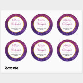 Roze en Paarse mousserende glitter Gemstone Wedden Ronde Sticker (Vel)