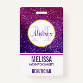 Roze en Paarse mousserende glitterstenen Badge (Achterkant)