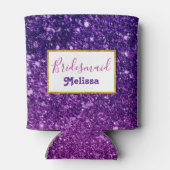 Roze en Paarse mousserende glitterstenen Blikjeskoeler (Achterkant)