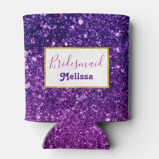 Roze en Paarse mousserende glitterstenen Blikjeskoeler (Achterkant)