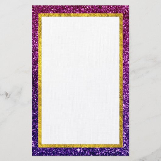 Roze en Paarse mousserende glitterstenen Briefpapier (Voorkant)