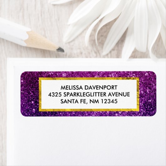 Roze en Paarse mousserende glitterstenen Etiket (Insitu)