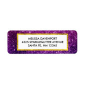 Roze en Paarse mousserende glitterstenen Etiket (Voorkant)