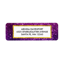 Roze en Paarse mousserende glitterstenen Etiket