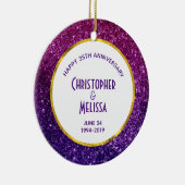 Roze en Paarse mousserende glitterstenen Keramisch Ornament (Rechts)