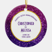 Roze en Paarse mousserende glitterstenen Keramisch Ornament (Voorkant)