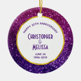 Roze en Paarse mousserende glitterstenen Keramisch Ornament