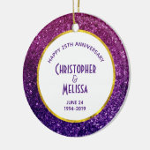 Roze en Paarse mousserende glitterstenen Keramisch Ornament (Links)