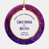 Roze en Paarse mousserende glitterstenen Keramisch Ornament (Achterkant)