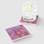 Roze en Paarse mousserende lampjes markeren Stenen Onderzetter (Zijkant)