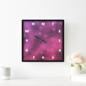 Roze en Paarse mousserende lampjes Vierkante Klok (Huis)