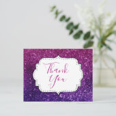 Roze en Paarse mousserende stenen Dank u wel Briefkaart (Staand voorkant)