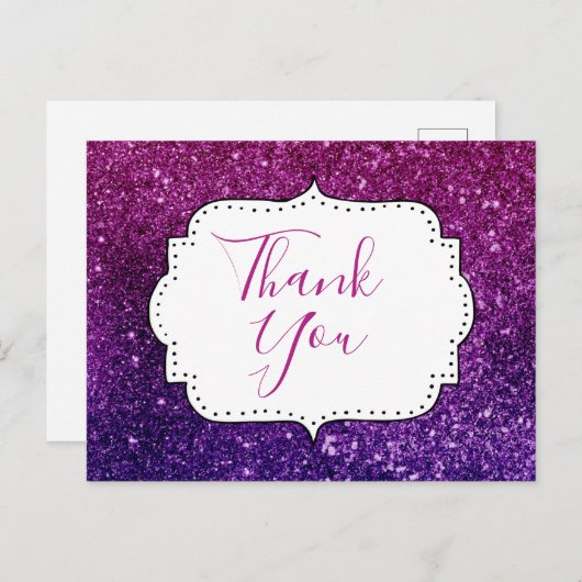 Roze en Paarse mousserende stenen Dank u wel Briefkaart (Voorkant / Achterkant)