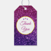 Roze en Paarse mousserende stenen Dank u wel Cadeaulabel (Voorkant)