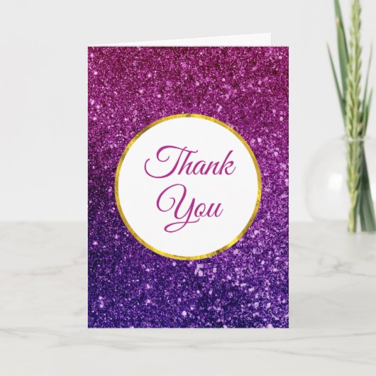 Roze en Paarse mousserende stenen Dank u wel Kaart (Voorkant)