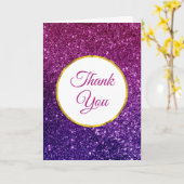 Roze en Paarse mousserende stenen Dank u wel Kaart (Gele Bloem)