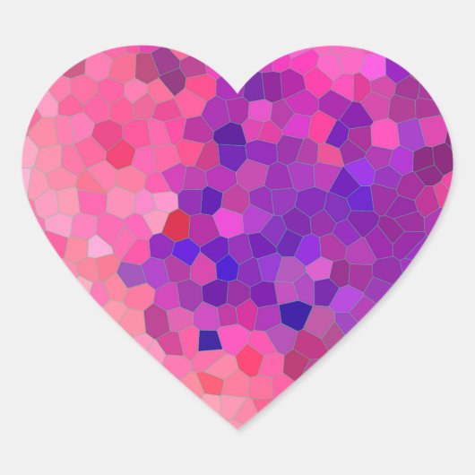 Roze en paarse mozaïekpatroon hart sticker (Voorkant)