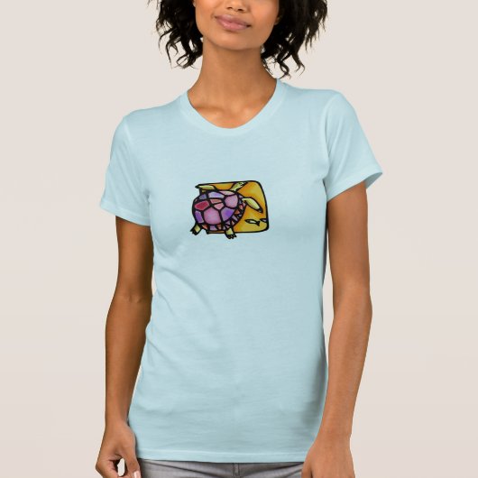 Roze en Paarse mozaïekstijl Turtle T-shirt (Voorkant)