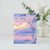 Roze en Paarse Mt Fuji van het Poster van de Yaman Briefkaart (Staand voorkant)