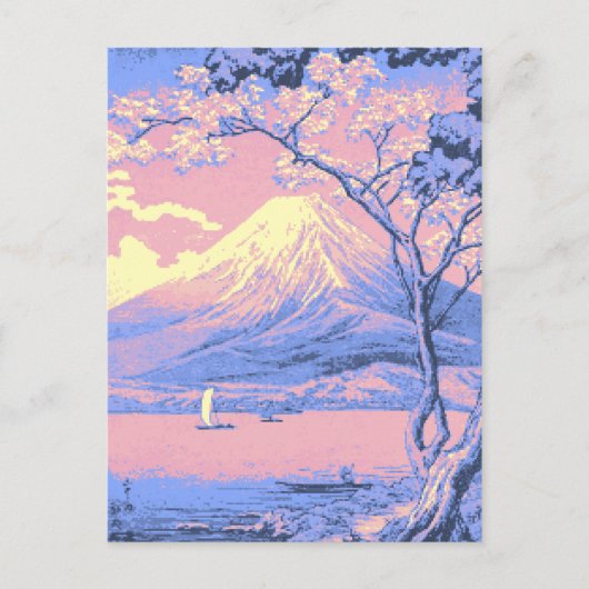 Roze en Paarse Mt Fuji van het Poster van de Yaman Briefkaart (Voorkant)