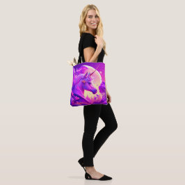 Roze en Paarse Nacht Eenhoorn Kunst Tote Bag