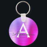 Roze en paarse namaak roestvrij staal monogram sleutelhanger<br><div class="desc">Heet roze en paarse ombre namaak roestvrij staal metalen elegante sleutelhanger. Deze sleutelhangers kunnen worden aangepast om uw initiaal en voornaam toe te voegen. Deze sleutelhangers zijn geweldige cadeaus voor verjaardagen,  bruidsbeurzen of vrijgezellenfeesten.</div>