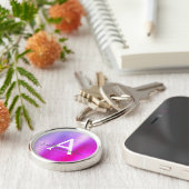 Roze en paarse namaak roestvrij staal monogram sleutelhanger (Zijkant)