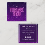 Roze en Paarse neon Sparkly Harkle Dank je wel Vierkante Visitekaartje (Voorkant / Achterkant)
