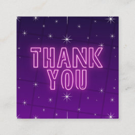Roze en Paarse neon Sparkly Harkle Dank je wel Vierkante Visitekaartje