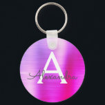 Roze en paarse nepschroot Roestvrij staal Monogram Sleutelhanger<br><div class="desc">Roze en paarse ombre nepschroot Metallic elegante sleutelhanger. Deze sleutelhangers kunnen worden aangepast om uw initiaal en voornaam toe te voegen. Deze sleutelhangers zijn geweldige cadeaus voor verjaardagen,  bruidsfeesten of vrijgezellenfeesten.</div>