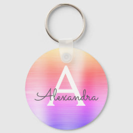 Roze en paarse nepsieraden monogram sleutelhanger