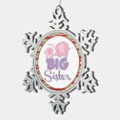 Roze en paarse olifant grote zusje Kerstmis Tin Sneeuwvlok Ornament (Rechts)