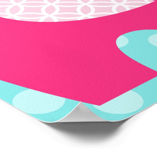 Roze en Paarse Olifant Liefde Babykamer Poster (Hoek)