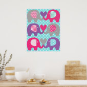 Roze en Paarse Olifant Liefde Kraamkamer Poster (Keuken)