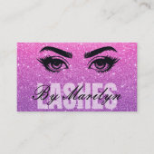 Roze en Paarse Ombre Glitter Lash Technician Visitekaartje (Voorkant)