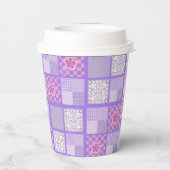 Roze en Paarse ontwerpen van patchwork Papieren Bekers (Achterkant)
