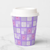 Roze en Paarse ontwerpen van patchwork Papieren Bekers (Voorkant)